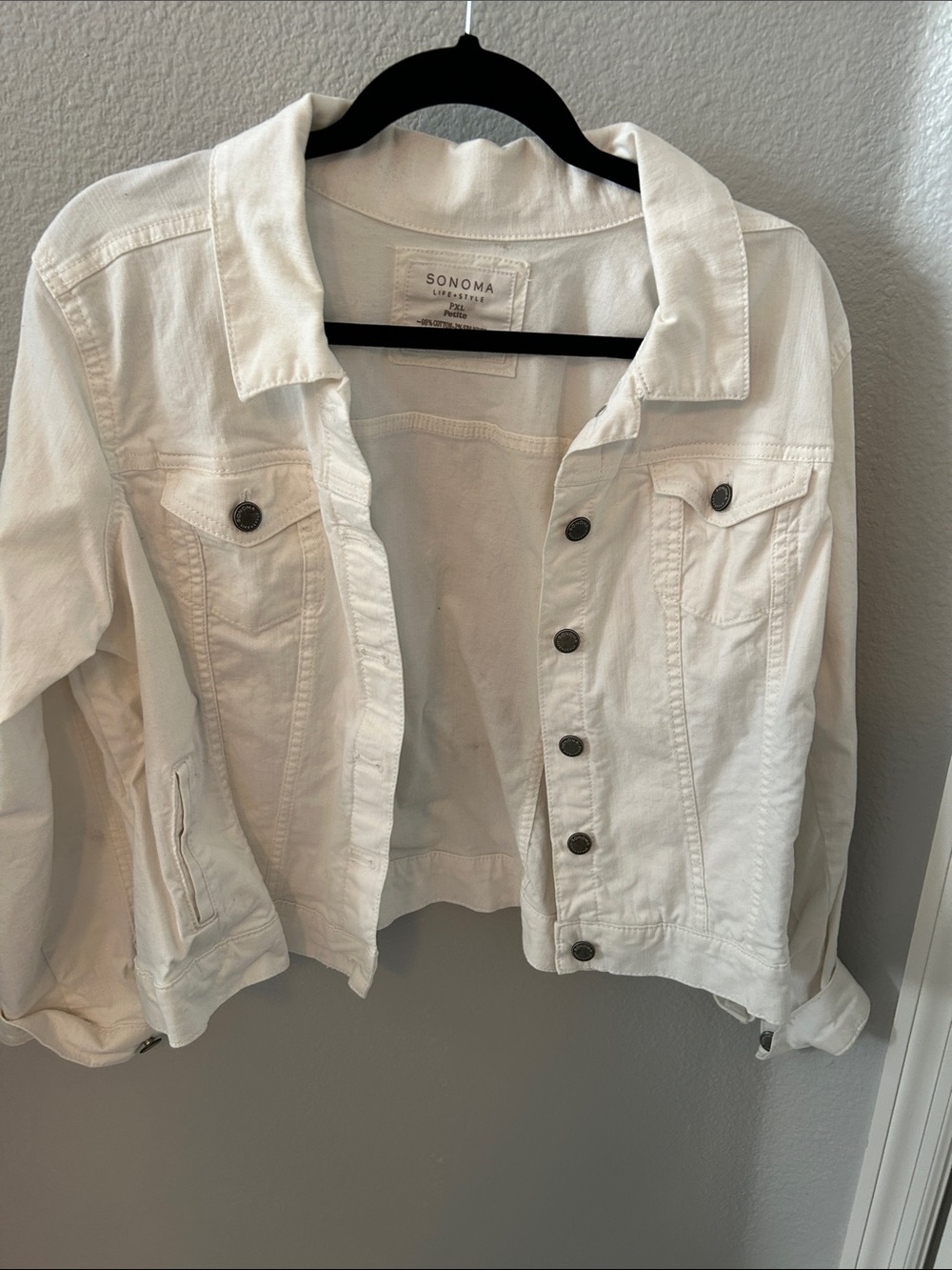 SONOMA White Denim Trucker Jacket - Women's Classic Button-Up
